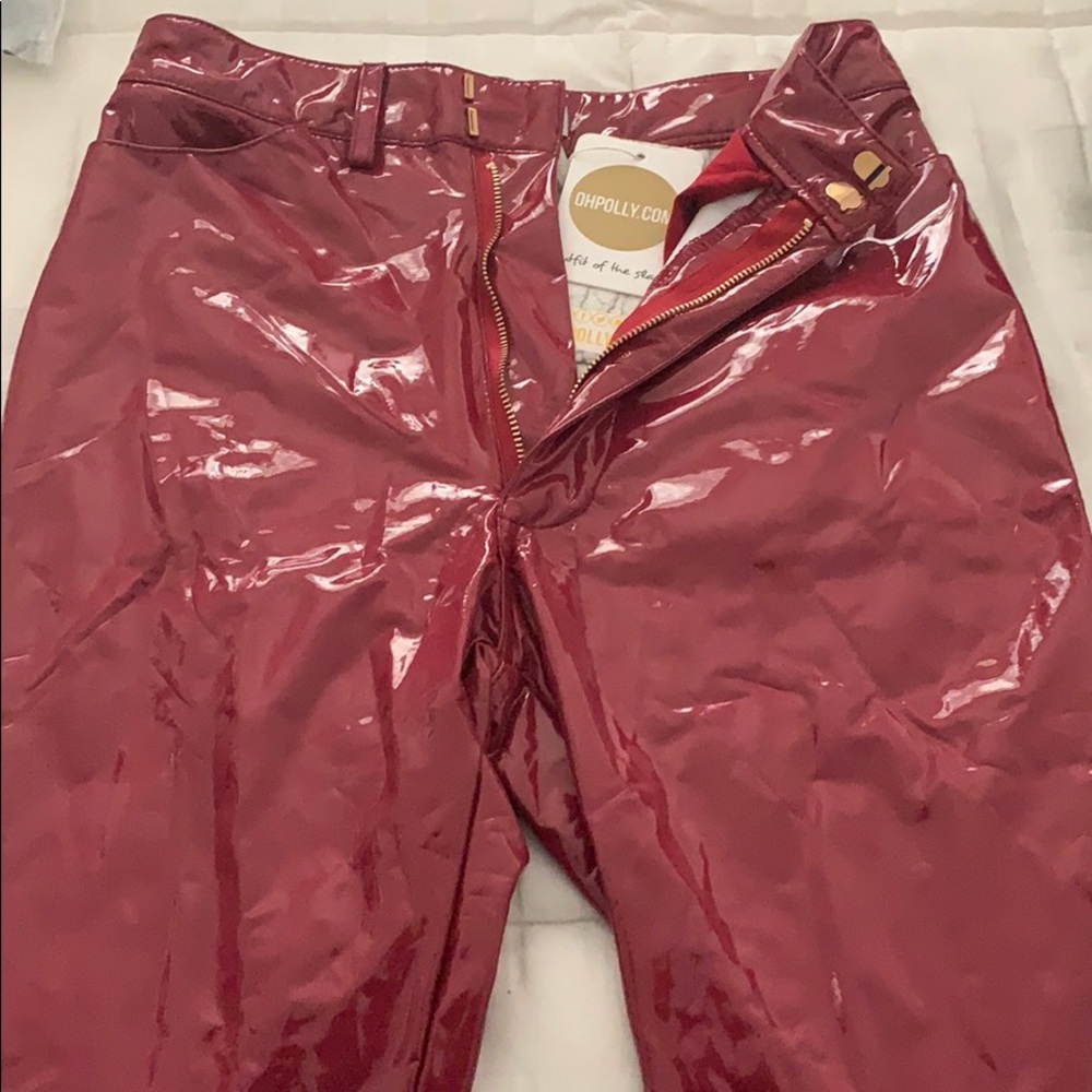 NWT oh Polly vinyl high waisted trousers